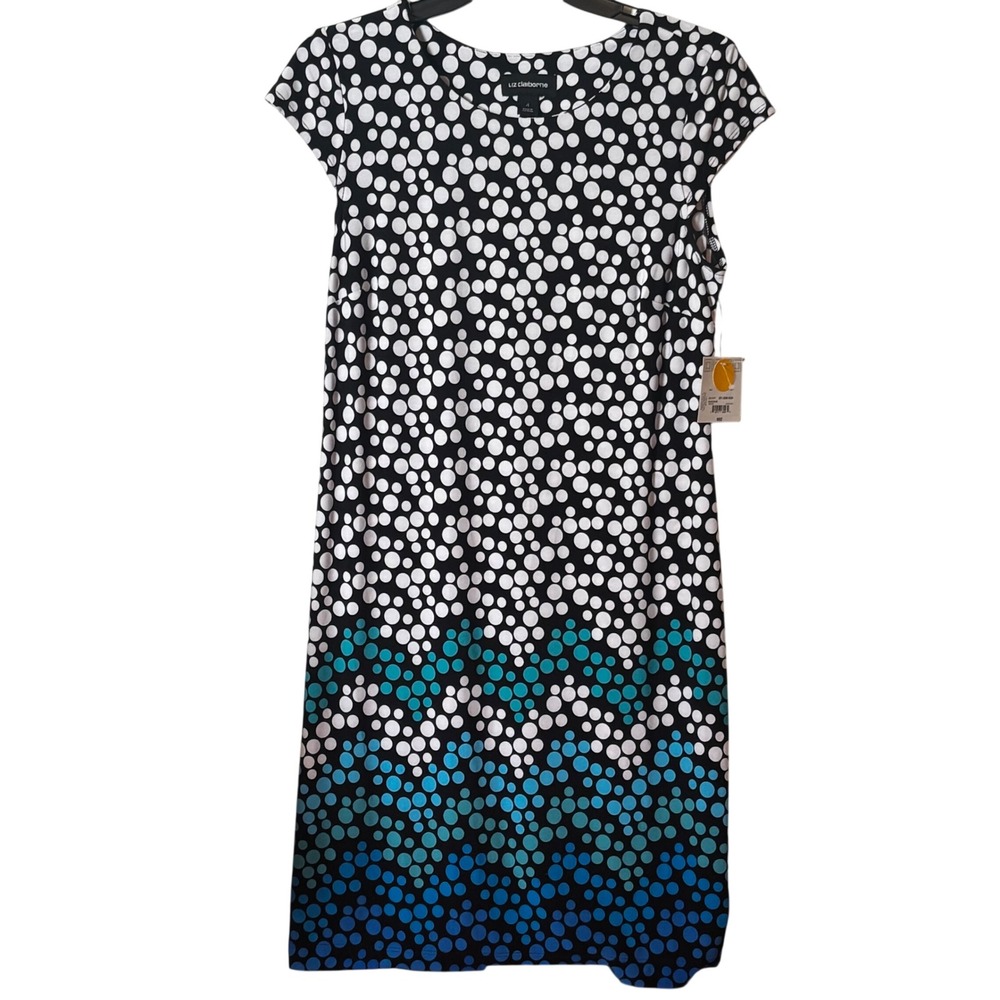 Liz Claiborne Women's Sheath Dress 4 NWT Multicolor Dor Geometric Wave Pattern